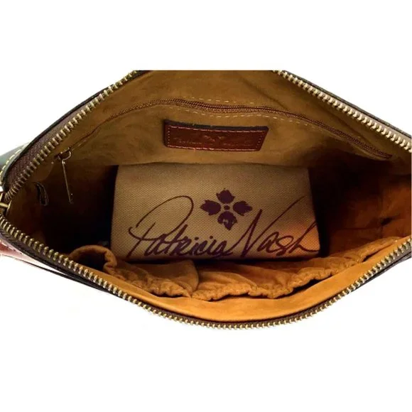 Patricia Nash Vallata Crossbody Bag Multicolored Floral Print Leather NWT $169 - Picture 4 of 5